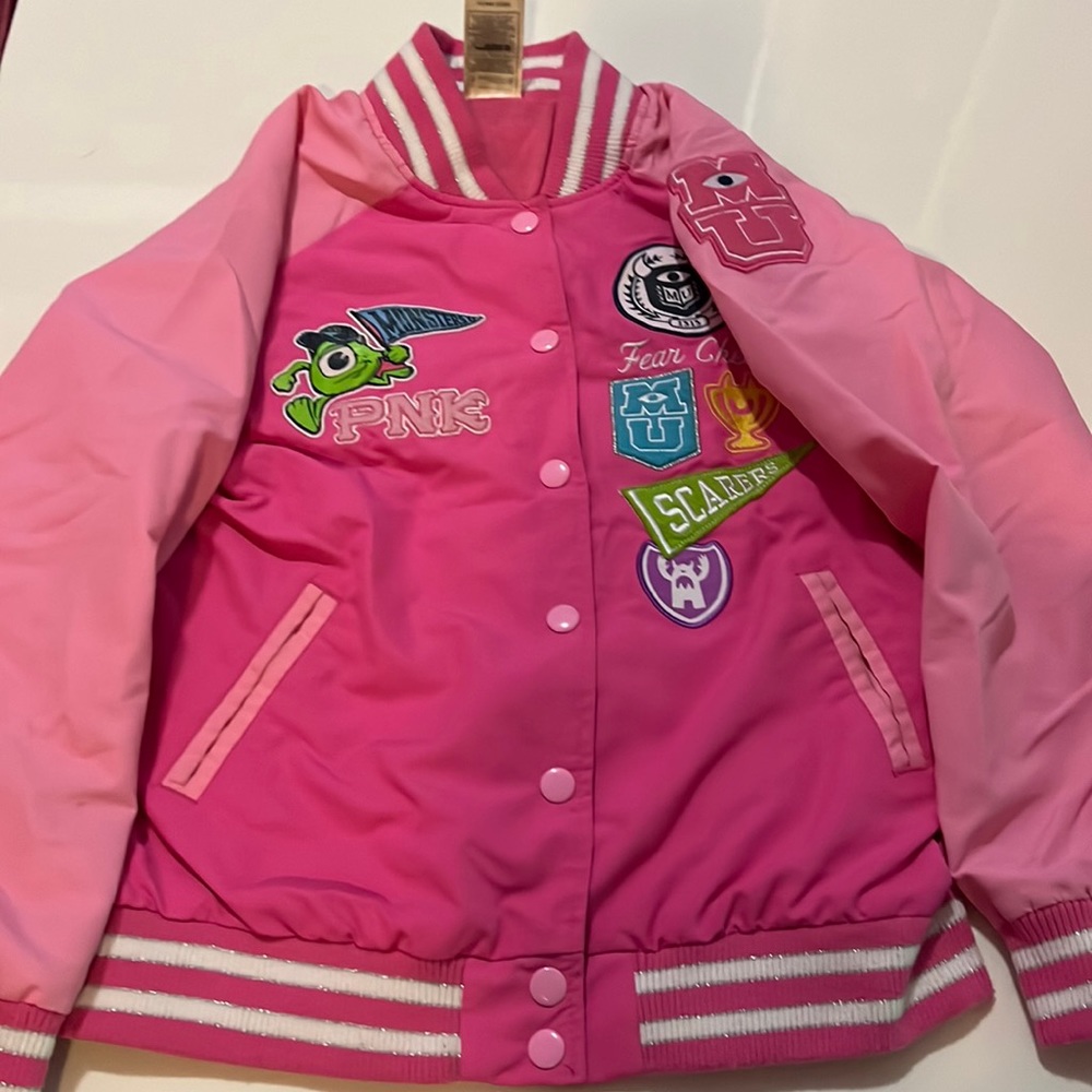 Disney Pixar Monsters University girls pink varsity jacket